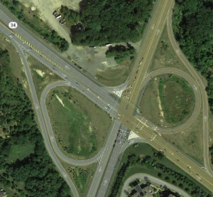 The former Brielle Circle Wall Township, New Jersey, Formally located where Route 34, Route 35, and Route 70 meet. Replaced in 2001 with an at-grade intersection with jughandles